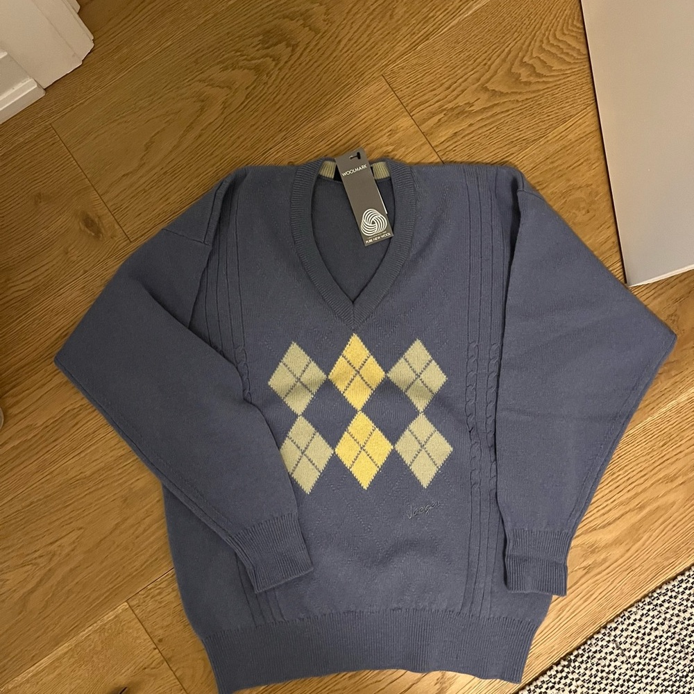 Men's Jaeger Blue Argyle Sweater